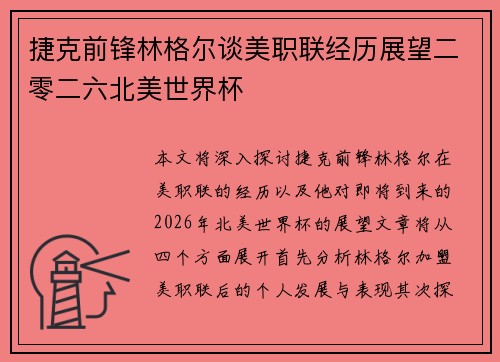 捷克前锋林格尔谈美职联经历展望二零二六北美世界杯